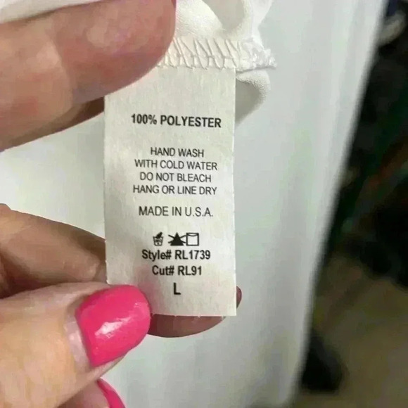 Red Lolly Women’s Scoop Neck Pullover Hi-Lo Short Sleeves w/Ruffles White L - Picture 5 of 8